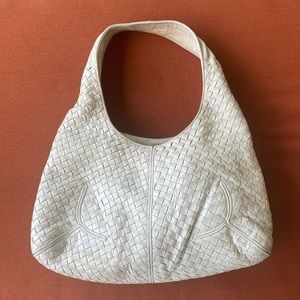 BOTTEGA VENETA White Woven Hobo Bag